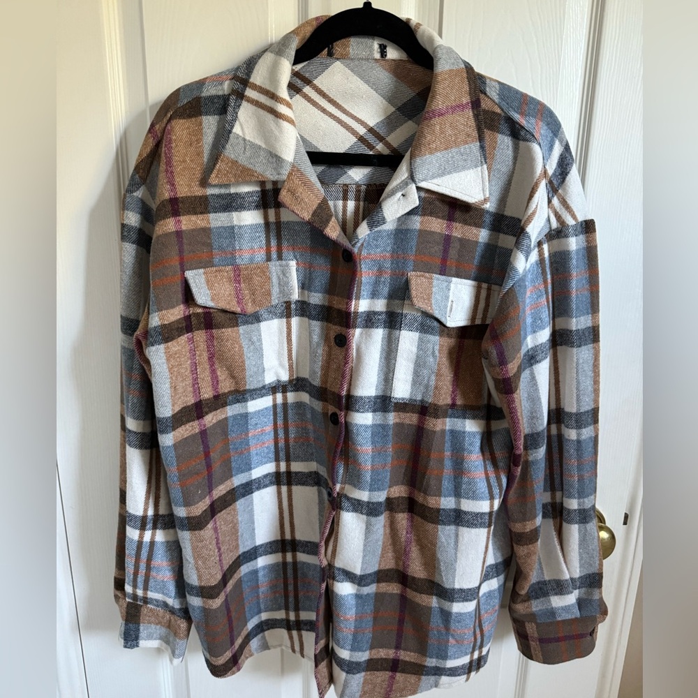 Oversized cozy flannel button down